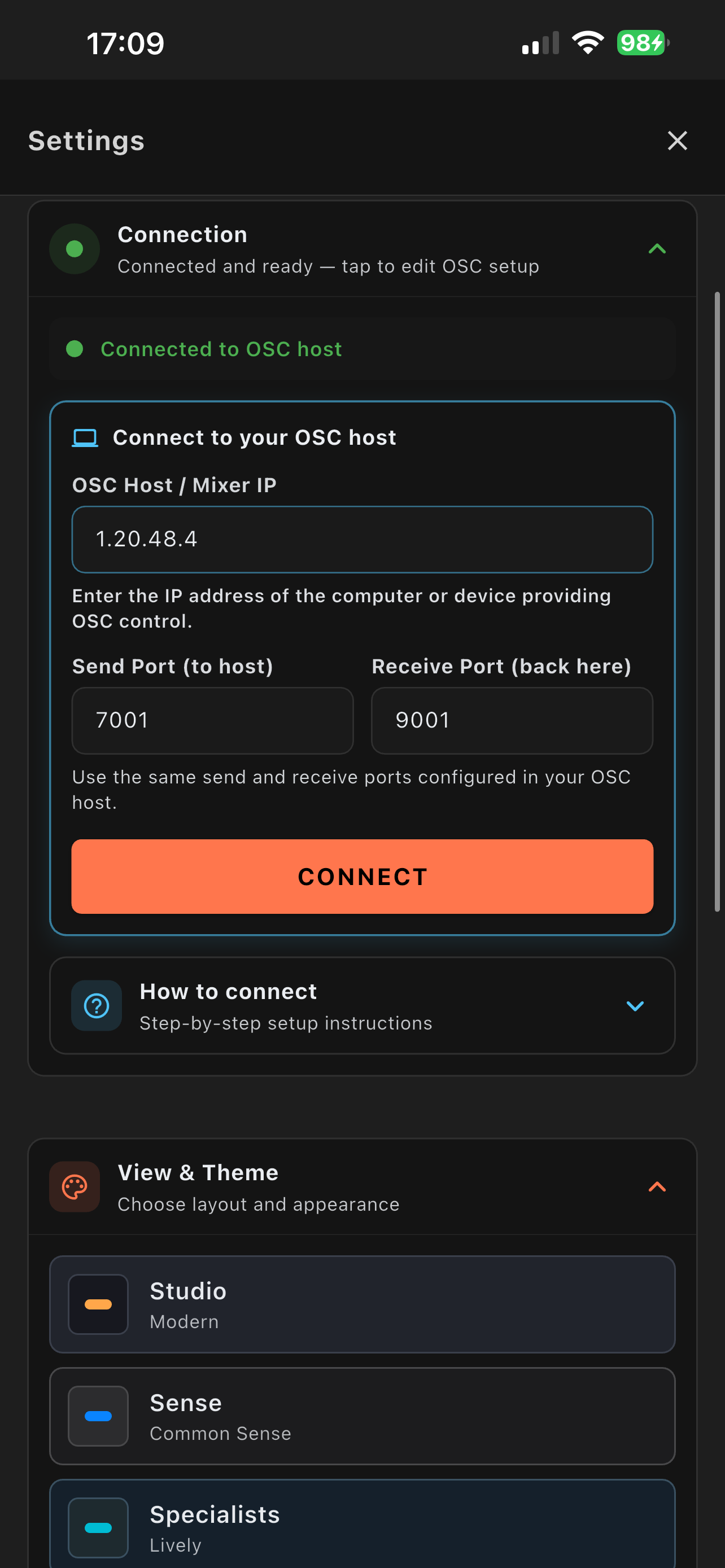 Studio OSC Remote iOS – Skjermbilde 4